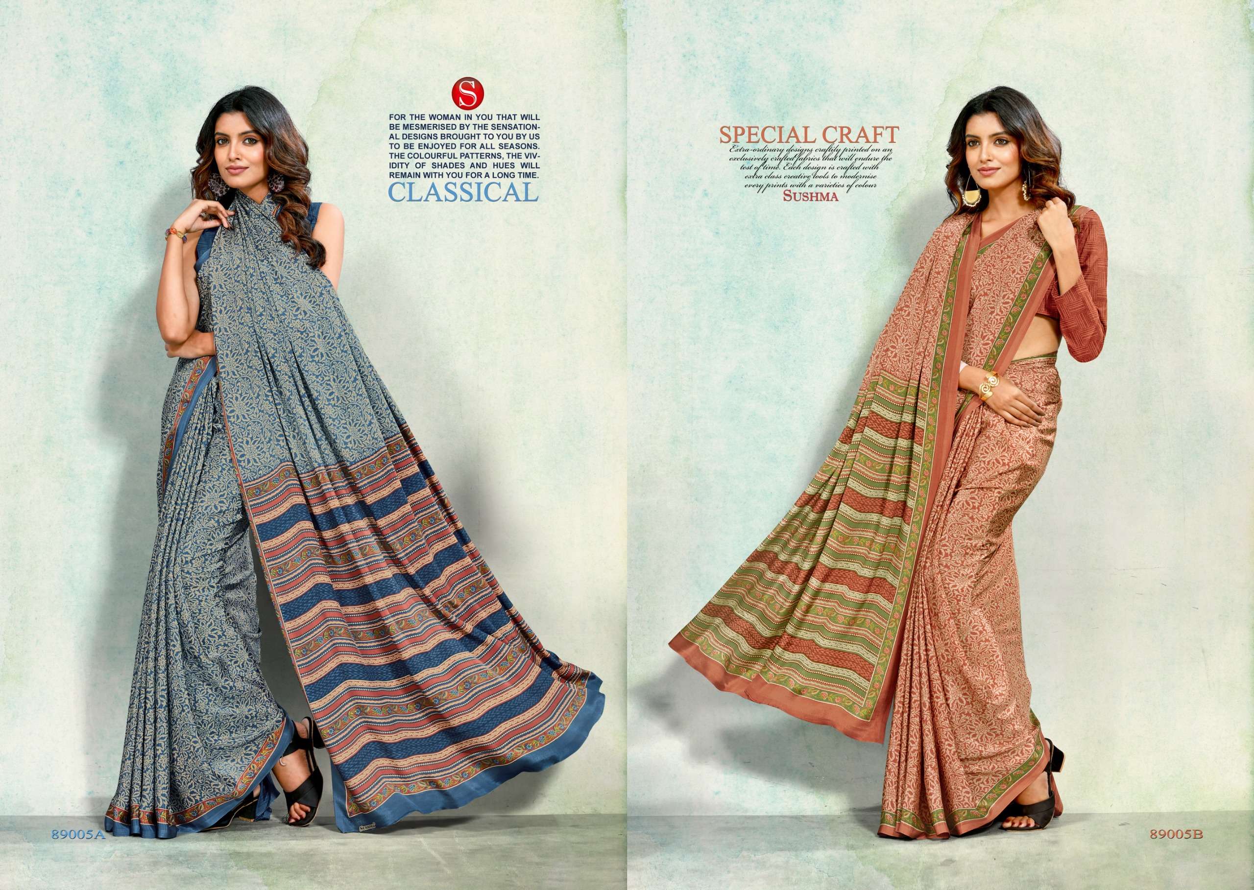 SUSHMA PETALS BRANDED CRAPE FABRIC SAREE COLLECTION DAILY WEAR INDIA SHOP 